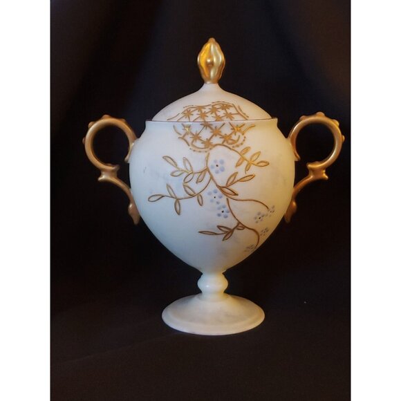 Limoges Elite France Sugar Bowl Pedestal Creamer Gold Floral SM Vtg 1896 Antique - Picture 2 of 12